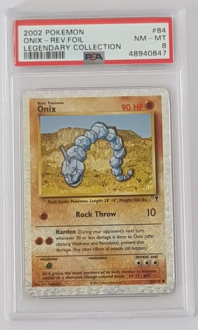 Pokemon Legendary Collection Onix #84/110 PSA 8 Reverse Holo Trading Card