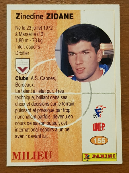 1994 Panini U.N.F.P Football Cards Zinedine Zidane #155 Trading Card