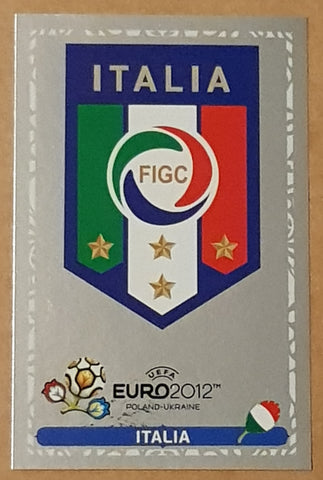 Panini UEFA Euro 2012 Poland - Ukraine Italy Team Badge #126 Silver Foil Sticker (AH Promo Version)