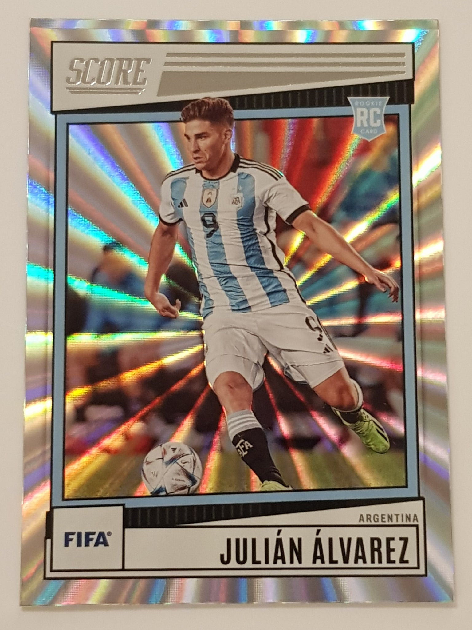 2022-23 Panini Score FIFA Julian Alvarez #13 Silver Laser Parallel Rookie Card