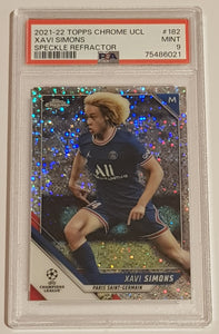 2021-22 Topps Chrome UEFA Champions League Xavi Simons #182 PSA 9 Speckle Refractor Trading Card