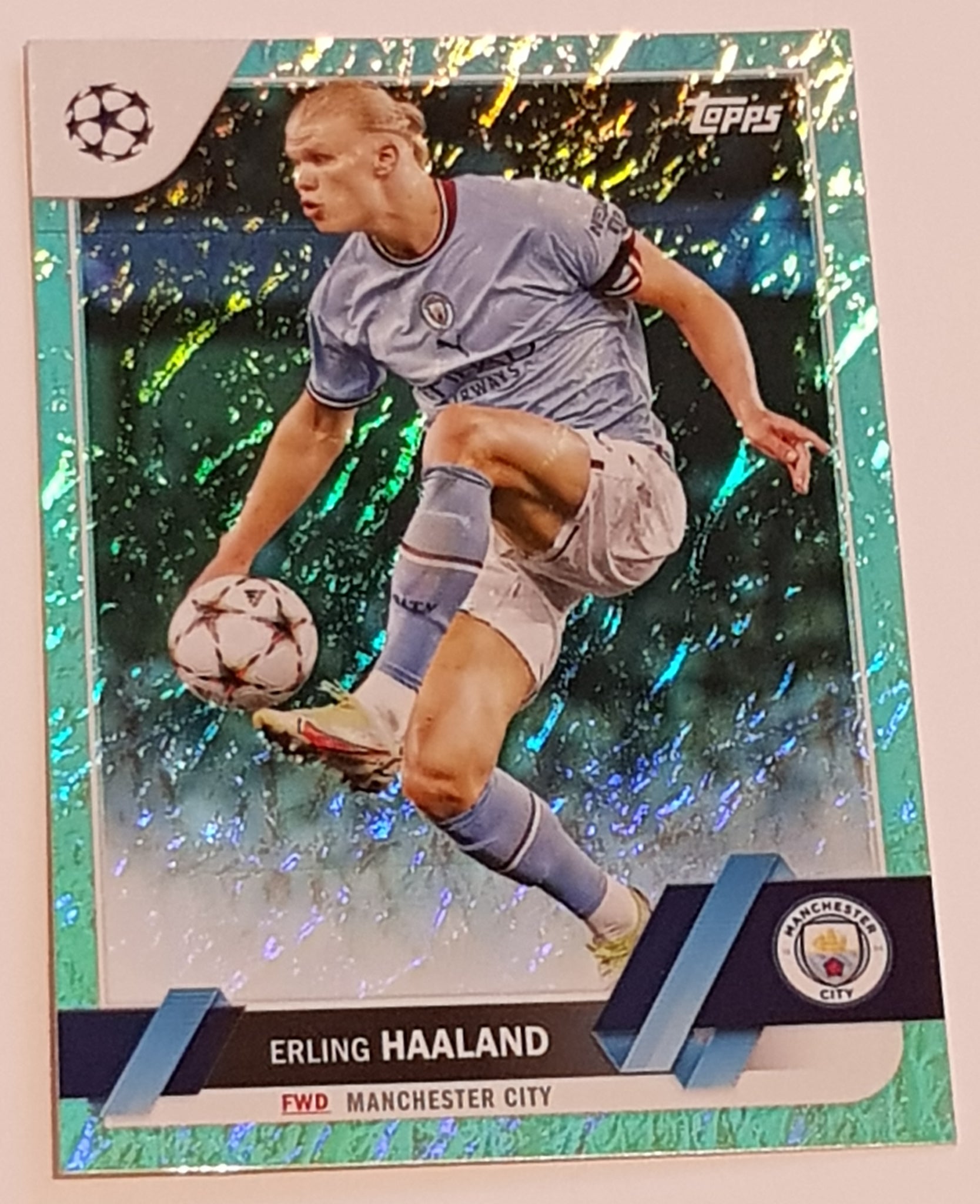 2022-23 Topps UEFA Club Competitions Jade Edition Erling Haaland #99 Base Trading Card