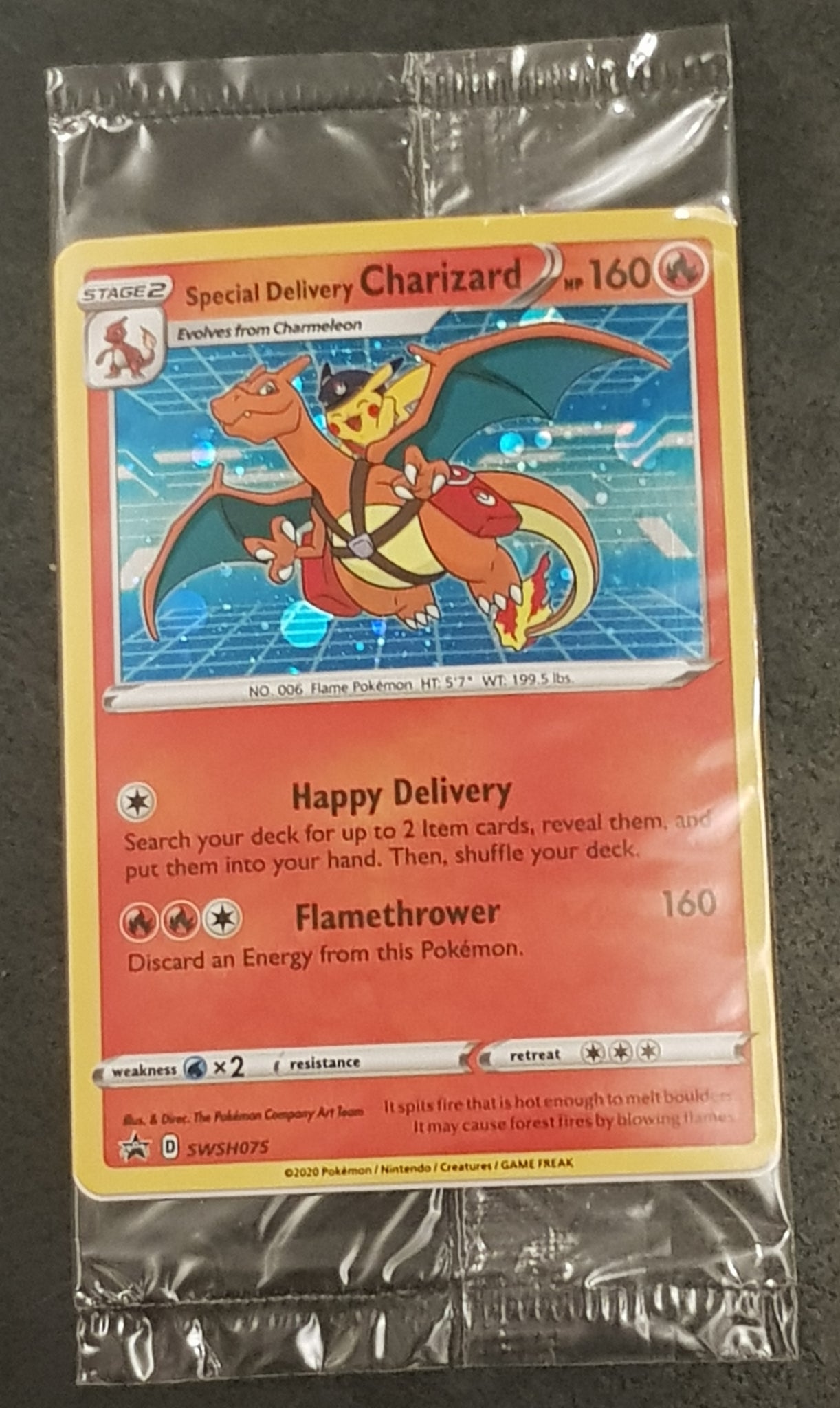 Pokemon Sword and Shield Special Delivery Charizard #SWSH075 Holo Black Star Promo Trading Card Pokemon Sword and Shield Special Delivery Charizard #SWSH075 Holo Black Star Promo Trading Card