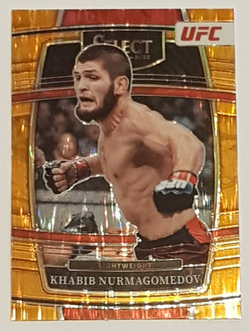 2022 Panini Select UFC Khabib Nurmagomedov #49 Concourse Orange Flash Prizm Trading Card