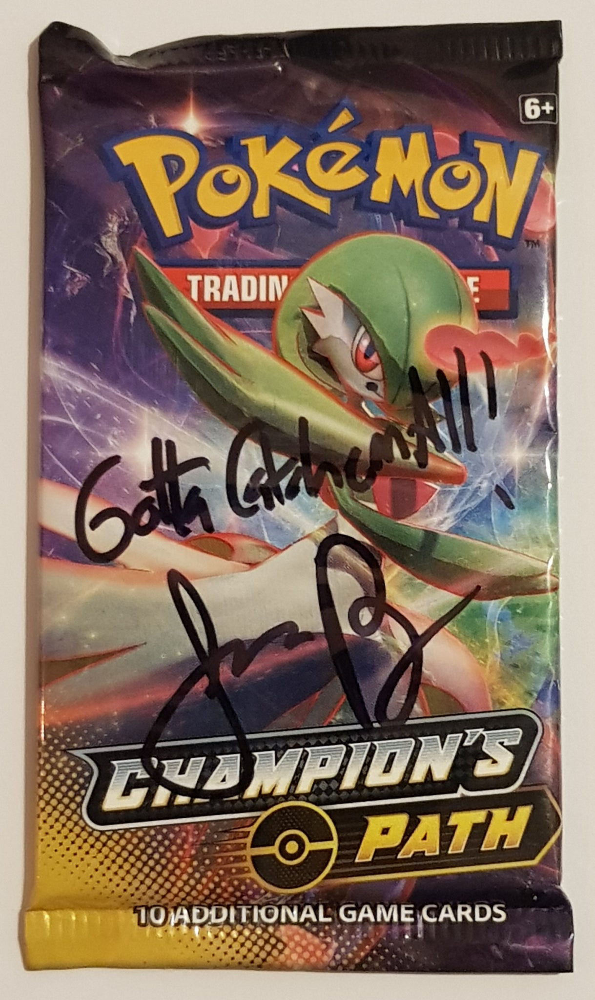 Pokemon Sword and Shield Champions Path Sealed Booster Pack (Signed by Jason Paige) Pokemon Sword and Shield Champions Path Sealed Booster Pack (Signed by Jason Paige)