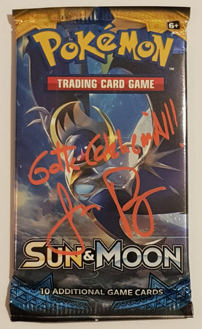 Pokemon Sun and Moon Sealed Trading Card Booster Pack (Signed by Jason Paige)