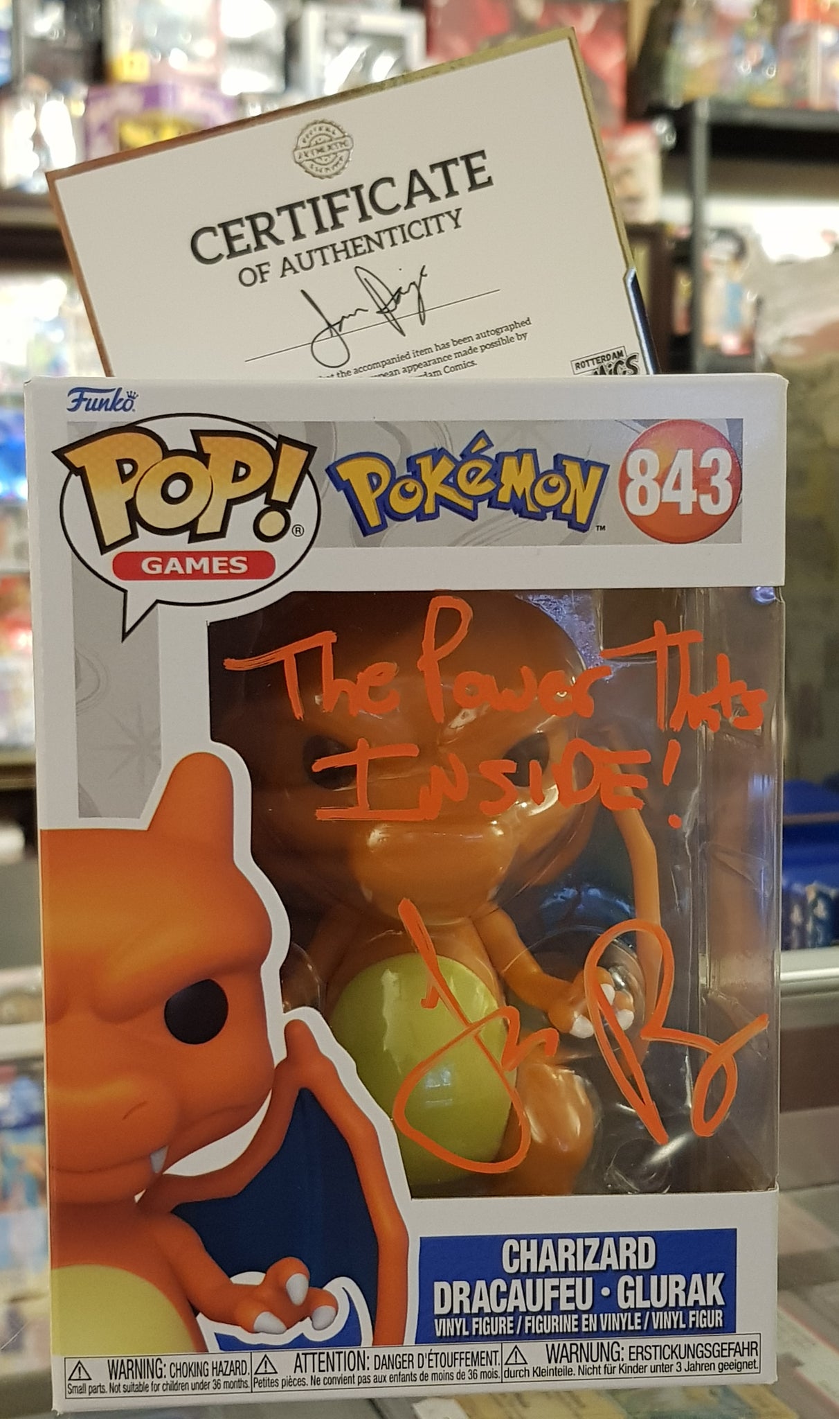 Funko Pop! Pokemon Charizard #843 Vinyl Figure (Signed by Jason Paige)
