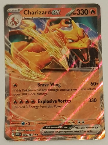 Pokemon Scarlet and Violet 151 Charizard Ex #006/165 Holo Trading Card