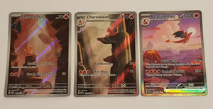 Pokemon Scarlet and Violet 151 Charizard Evolution Line #168/169/199/165 Special Art Rare Holo Trading Card Set