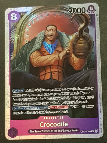 One Piece Card Game OP-04 Kingdoms of Intrigue Crocodile #OP04-060 SR Foil Trading Card
