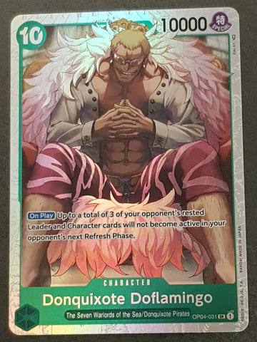 One Piece Card Game OP-04 Kingdoms of Intrigue Donquixote Doflamingo #OP04-031 SR Foil Trading Card