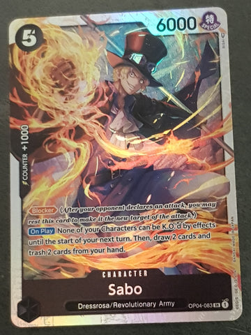 One Piece Card Game OP-04 Kingdoms of Intrigue Sabo #OP04-083 SR Foil Trading Card