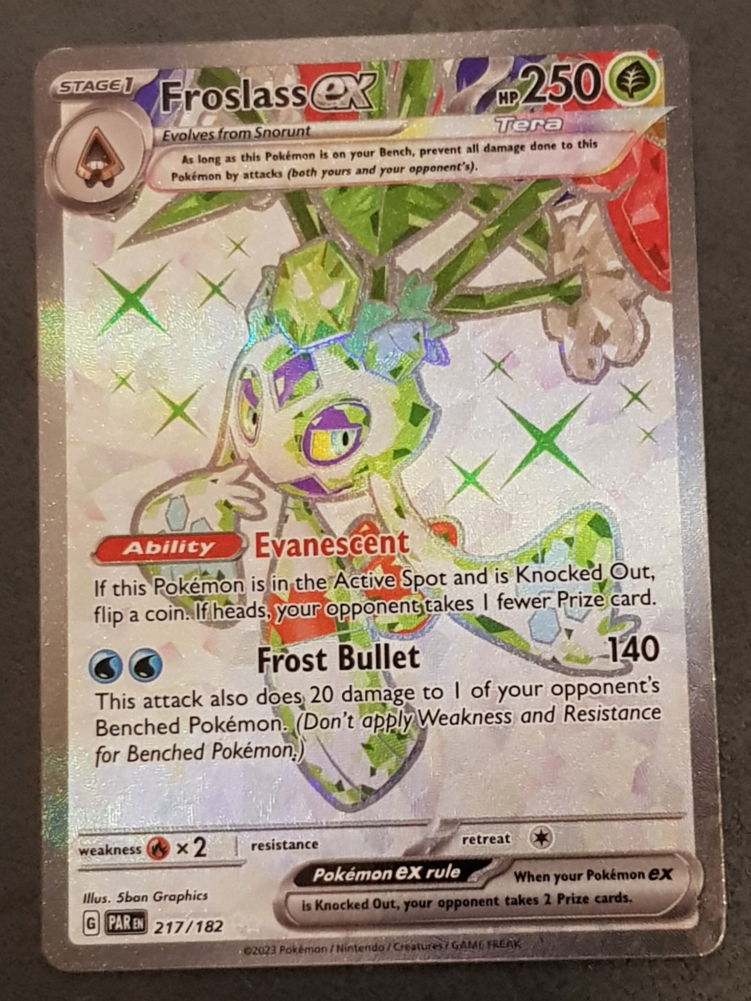 Pokemon Scarlet and Violet Paradox Rift Frolass Ex #217/182 Full Art Ultra Rare Holo Trading Card