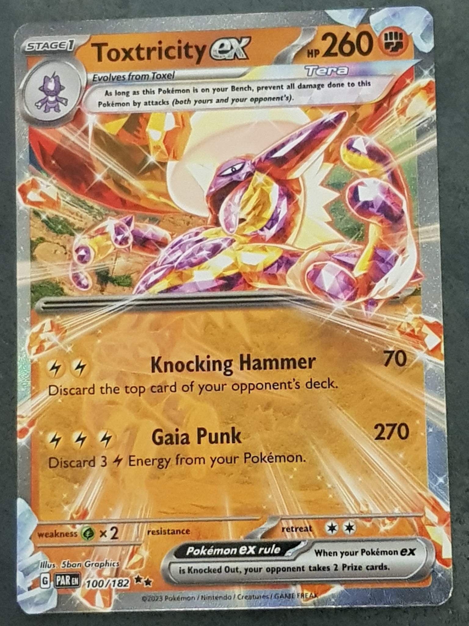 Pokemon Scarlet and Violet Paradox Rift Toxtricity Ex #100/182 Rare Holo Trading Card