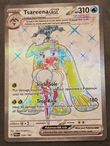 Pokemon Scarlet and Violet Paradox Rift Tsareena Ex #220/182 Full Art Ultra Rare Holo Trading Card