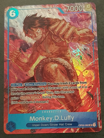 One Piece Card Game OP-02 Paramount War Monkey D. Luffy #OP02-062 SR Alt Art Foil Trading Card