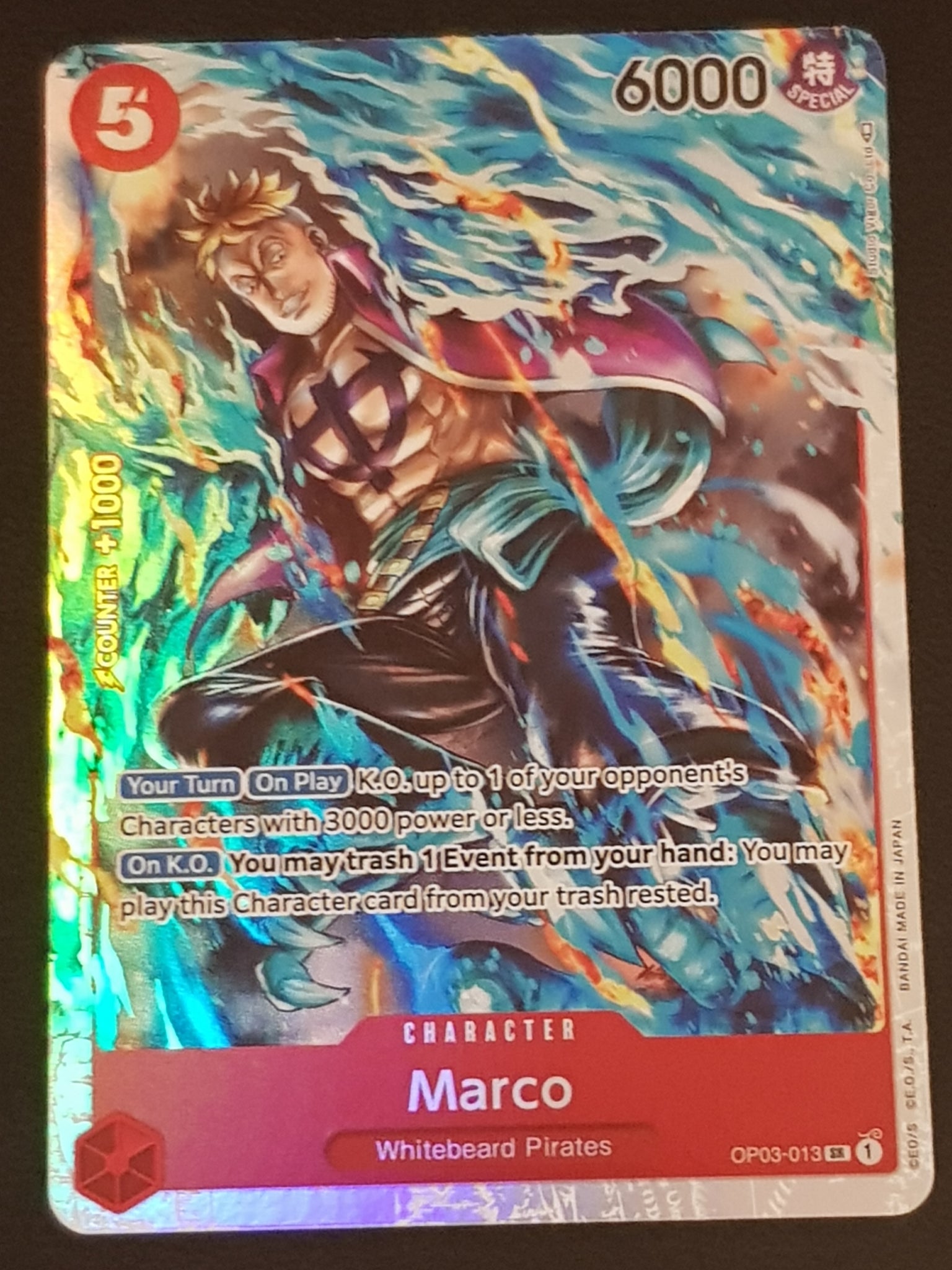 One Piece Card Game OP-03 Pillars of Strength Marco #OP03-013 SR Foil Trading Card