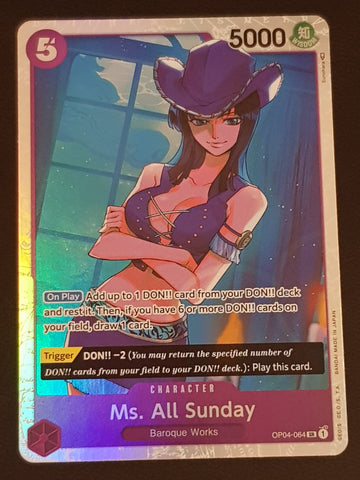 One Piece Card Game OP-04 Kingdoms of Intrigue Ms. All Sunday #OP04-064 SR Foil Trading Card