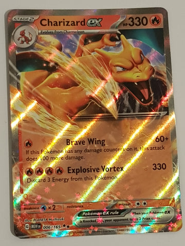Pokemon Scarlet and Violet 151 Charizard Ex #006/165 Holo Trading Card