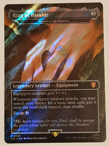 Magic the Gathering Lord of the Rings Holiday Special Edition Sword of the Animist LTC #385 Surge Foil Trading Card