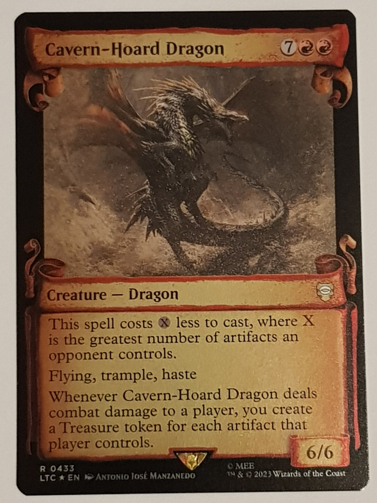 Magic the Gathering Lord of the Rings Holiday Special Edition Cavern-Hoard Dragon LTC #433 Foil Trading Card