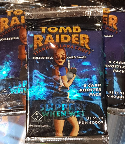 (1) Tomb Raider Lara Croft Collectible Card Game Slippery When Wet Booster Pack