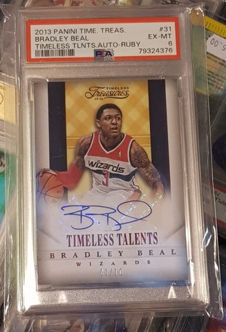 2013 Panini Timeless Treasures Bradley Beal #31 Timeless Talents Ruby Autograph /10 PSA 6 Trading Card