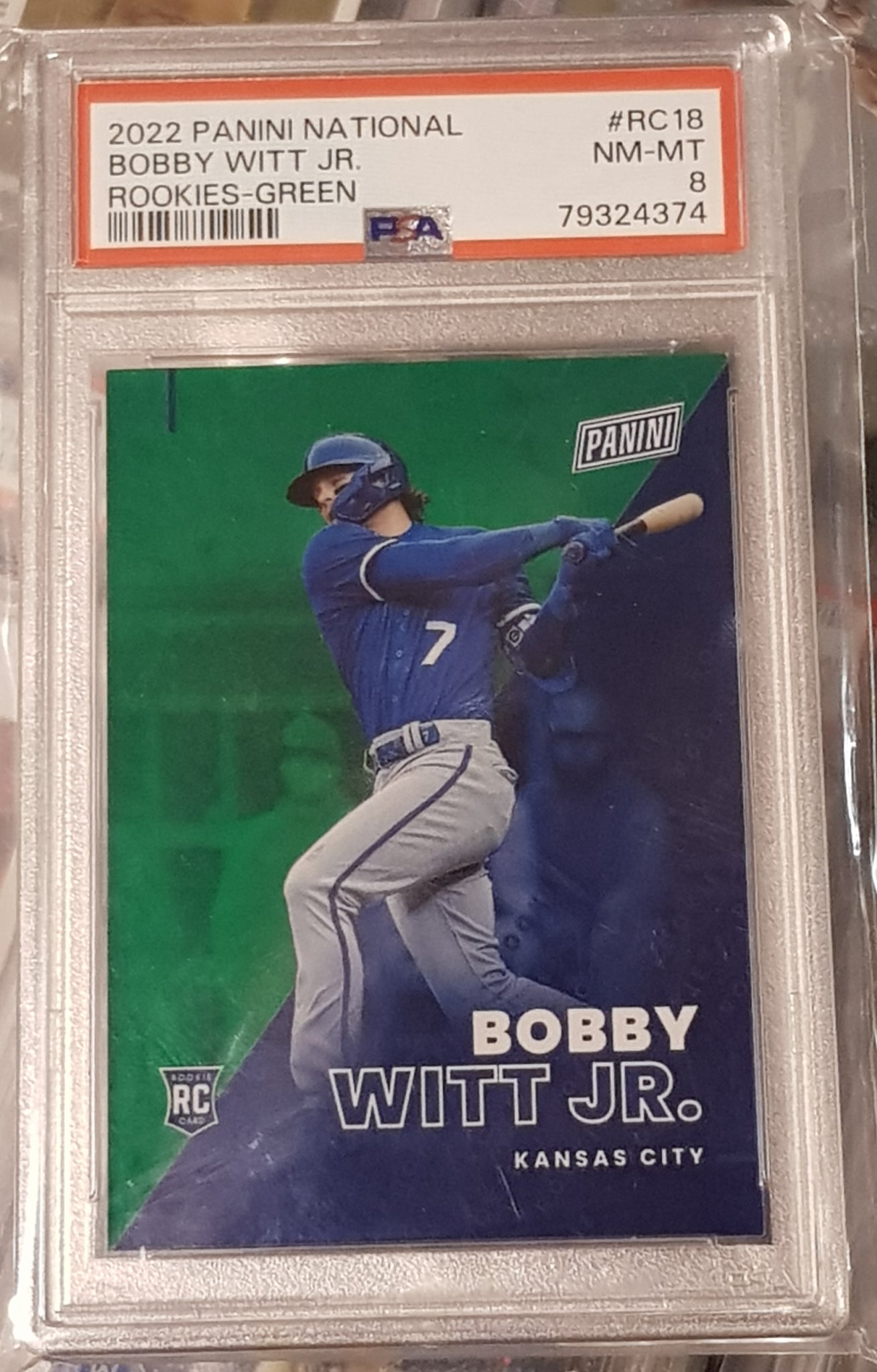 2022 National Bobby Witt Jr. Rookies Green Parallel /5 #RC-18 PSA 8 Rookie Card