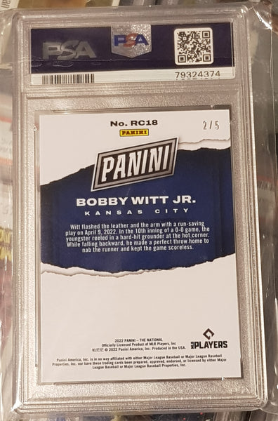 2022 National Bobby Witt Jr. Rookies Green Parallel /5 #RC-18 PSA 8 Rookie Card