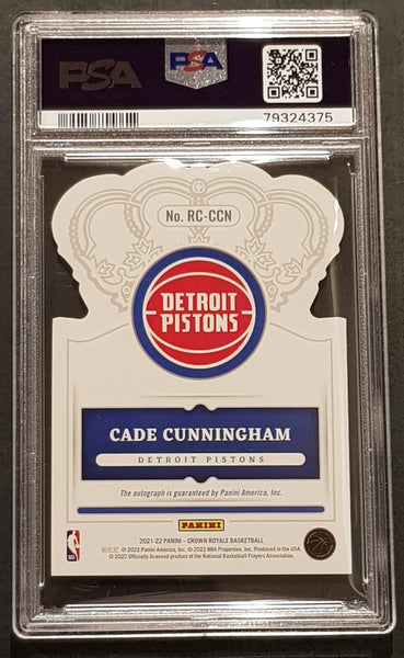 2021 Panini Crown Royale Cade Cunningham #RC-CCN Crown Autograph Purple /25 PSA 10 Rookie Card