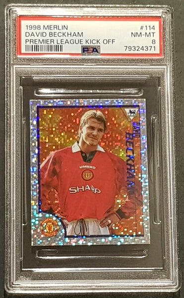 1998 Merlin Premier League Kick-Off #114 David Beckham PSA 8 Sticker