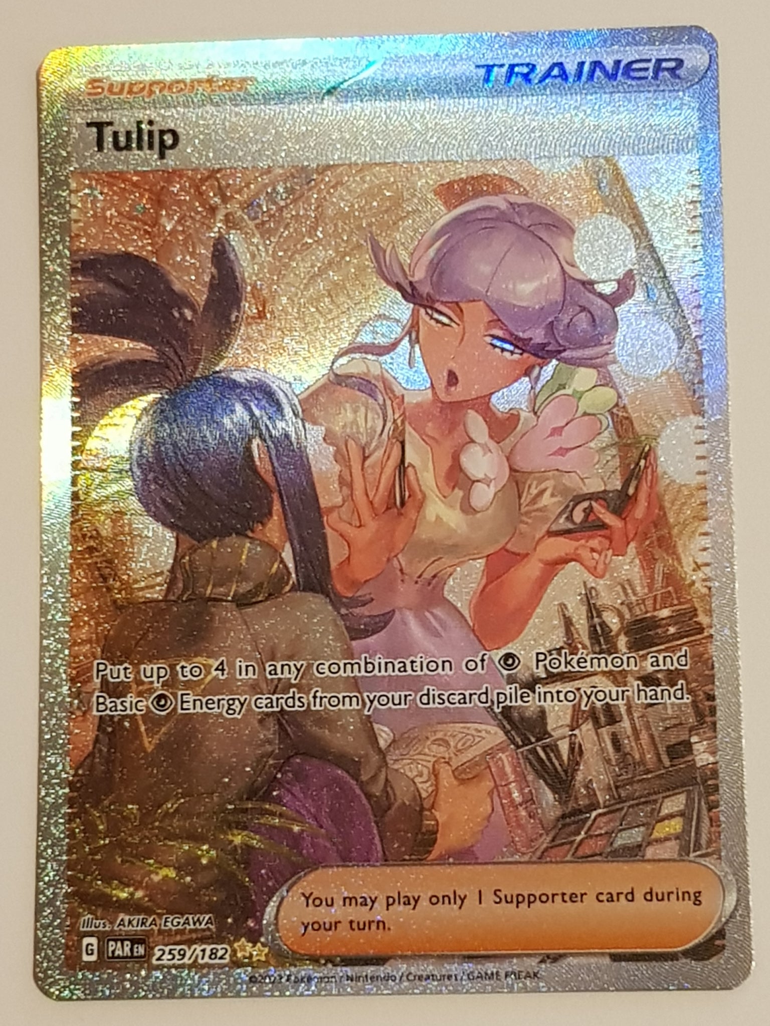 Pokemon Scarlet and Violet Paradox Rift Tulip #259/182 Special Illustration Rare Holo Trading Card Pokemon Scarlet and Violet Paradox Rift Tulip #259/182 Special Illustration Rare Holo Trading Card