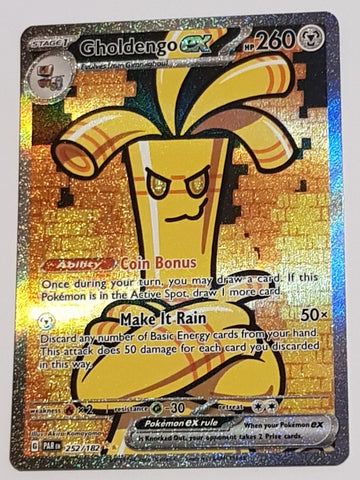 Pokemon Scarlet and Violet Paradox Rift Gholdengo Ex #252/182 Special Illustration Rare Holo Trading Card