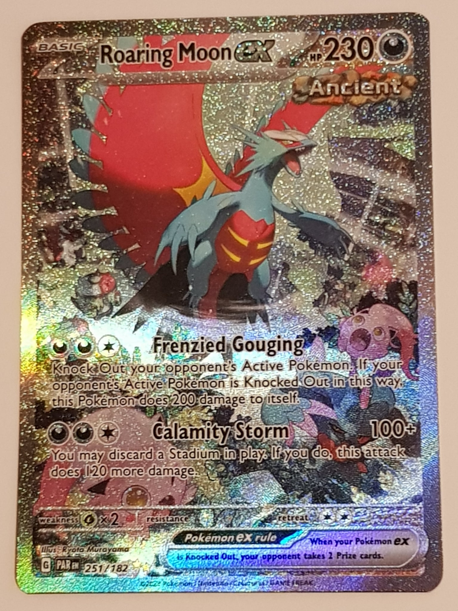 Pokemon Scarlet and Violet Paradox Rift Roaring Moon Ex #251/182 Special Illustration Rare Holo Trading Card Pokemon Scarlet and Violet Paradox Rift Roaring Moon Ex #251/182 Special Illustration Rare Holo Trading Card