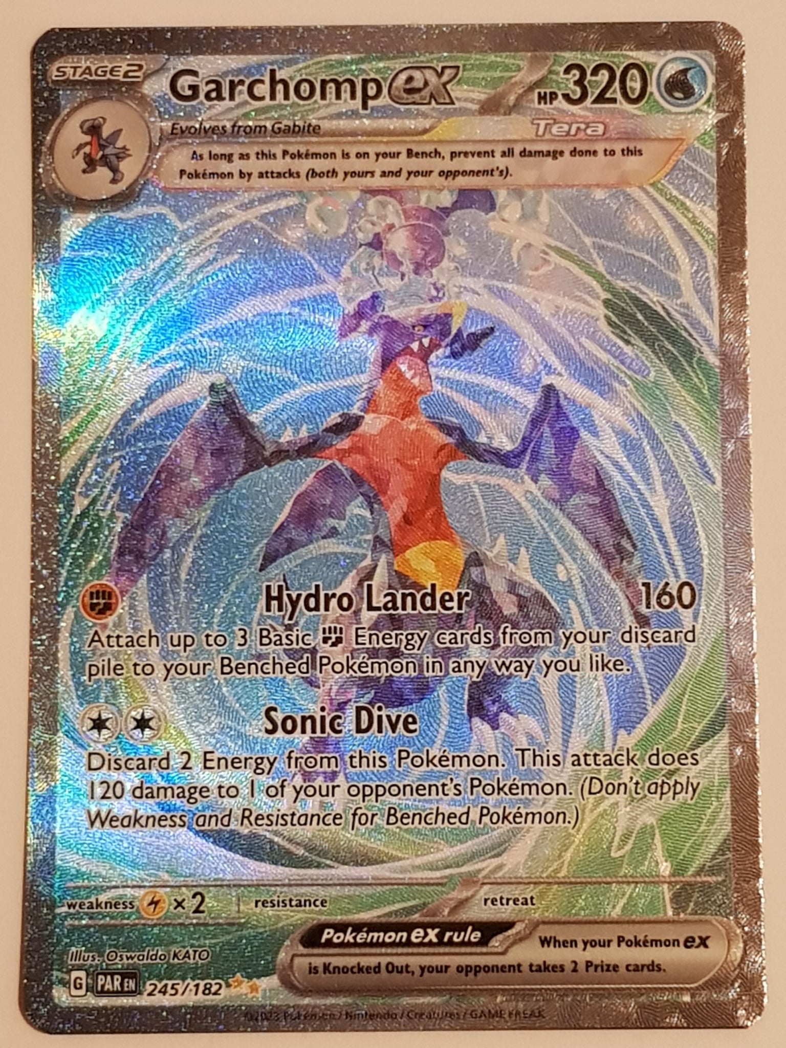 Pokemon Scarlet and Violet Paradox Rift Garchomp Ex #245/182 Special Illustration Rare Holo Trading Card Pokemon Scarlet and Violet Paradox Rift Garchomp Ex #245/182 Special Illustration Rare Holo Trading Card