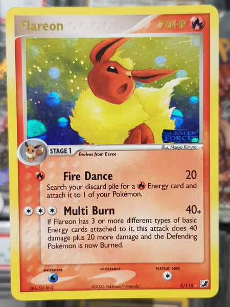 Pokemon Ex Unseen Forces Flareon #5/115 Holo Trading Card