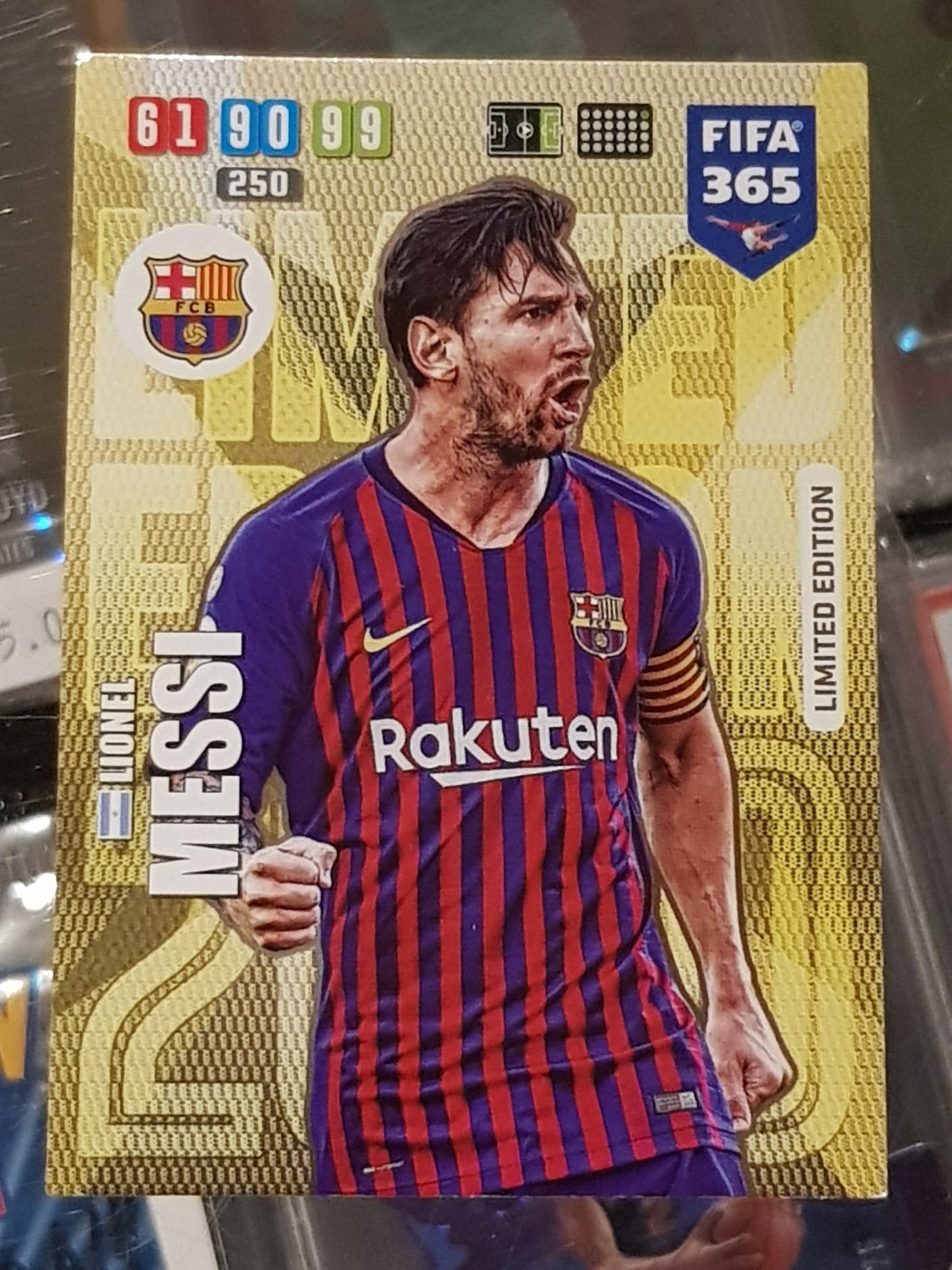 panini limited edition cards 2019 Panini Adrenalyn FIFA 365 Lionel Messi Limited Edition Trading Card