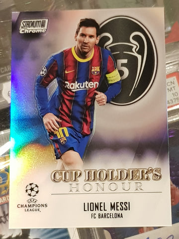 2020-21 Topps Stadium Club Chrome Lionel Messi Cup Holders Honour #CHH-BL Refractor Trading Card