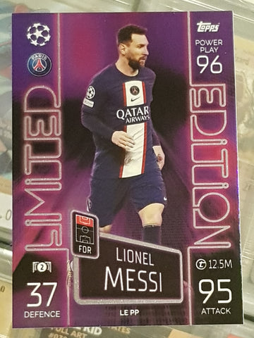 2022-23 Topps Match Attax UCL Lionel Messi Limited Edition Purple Power #LEPP Trading Card