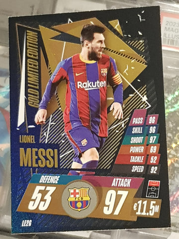 2020-21 Topps Match Attax UCL Lionel Messi Limited Edition Gold #LE2G Trading Card