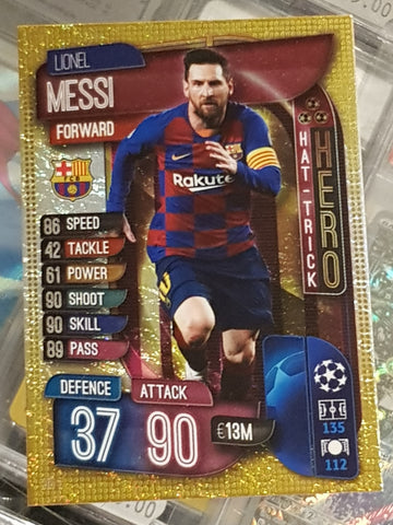 2019-20 Topps Match Attax UCL Lionel Messi Hat-Trick Hero #HH1 Trading Card