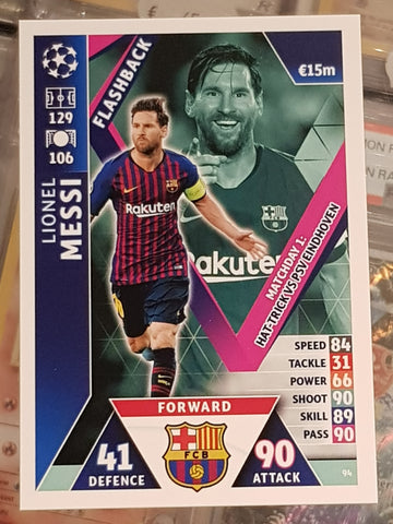 2018 Topps Match Attax UCL Flashback Lionel Messi #94 Trading Card