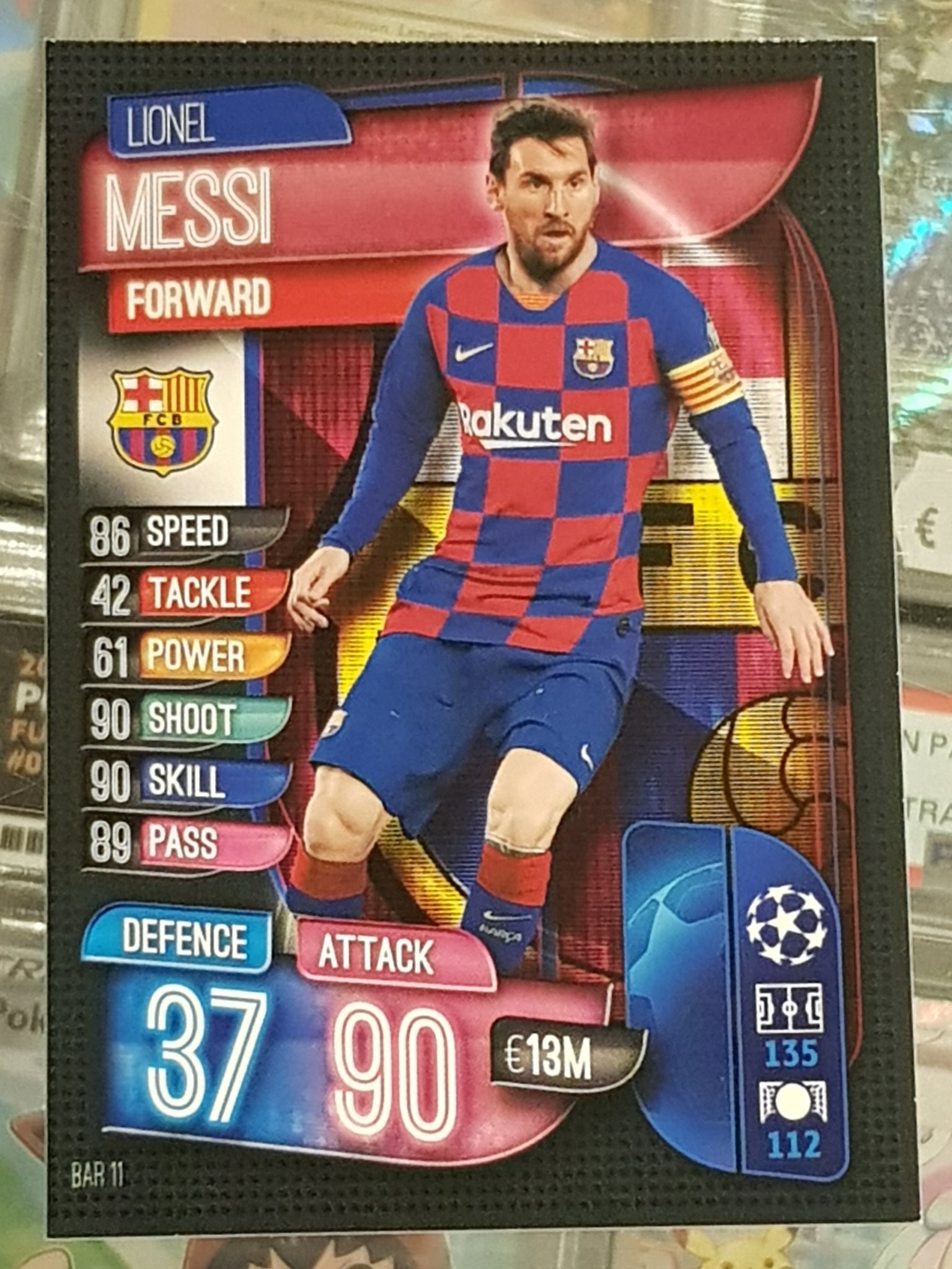 2019-20 Topps Match Attax UCL Lionel Messi #BAR11 Trading Card