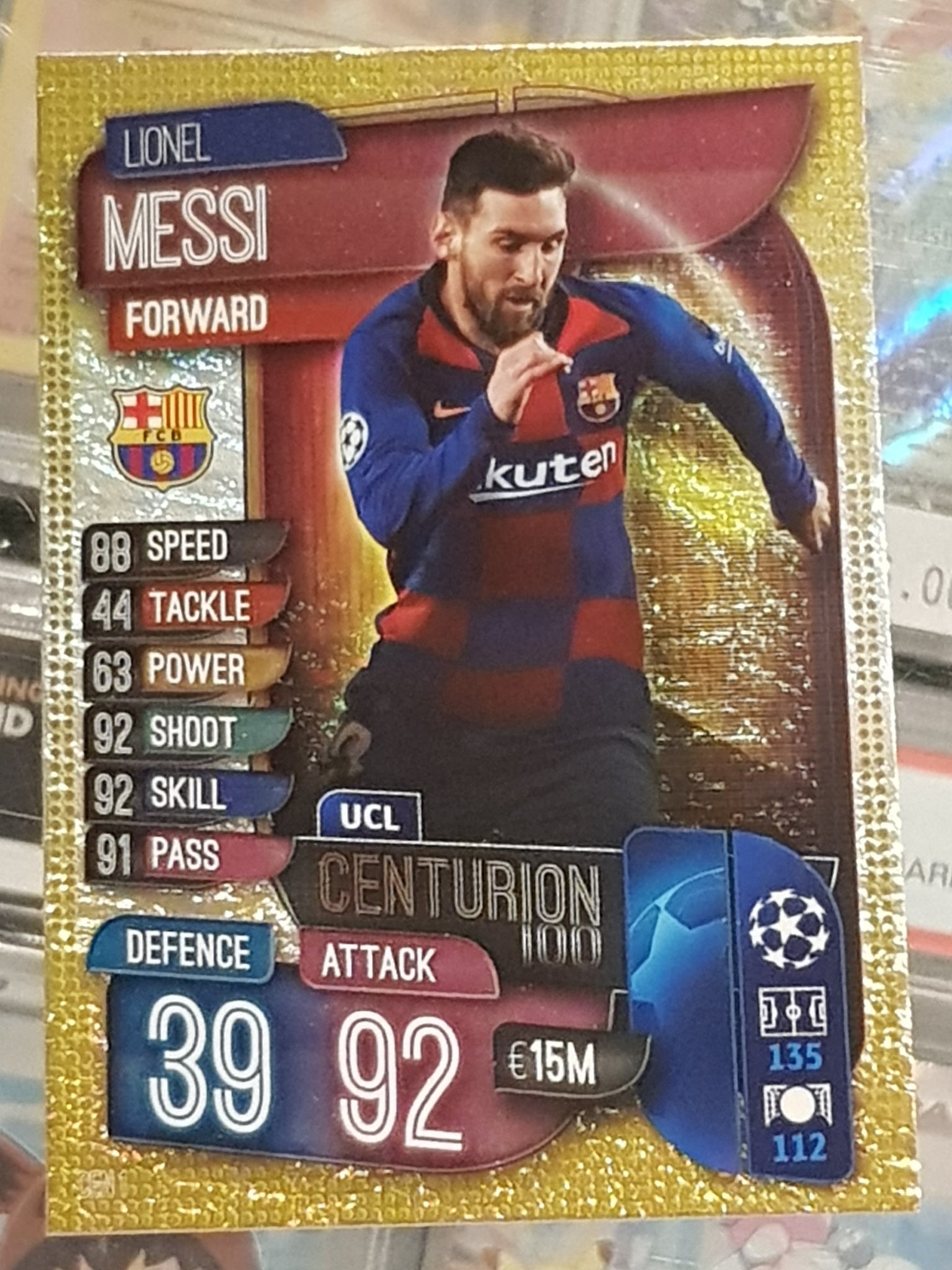 2019-20 Topps Match Attax UCL Lionel Messi Centurion #CEN1 Trading Card