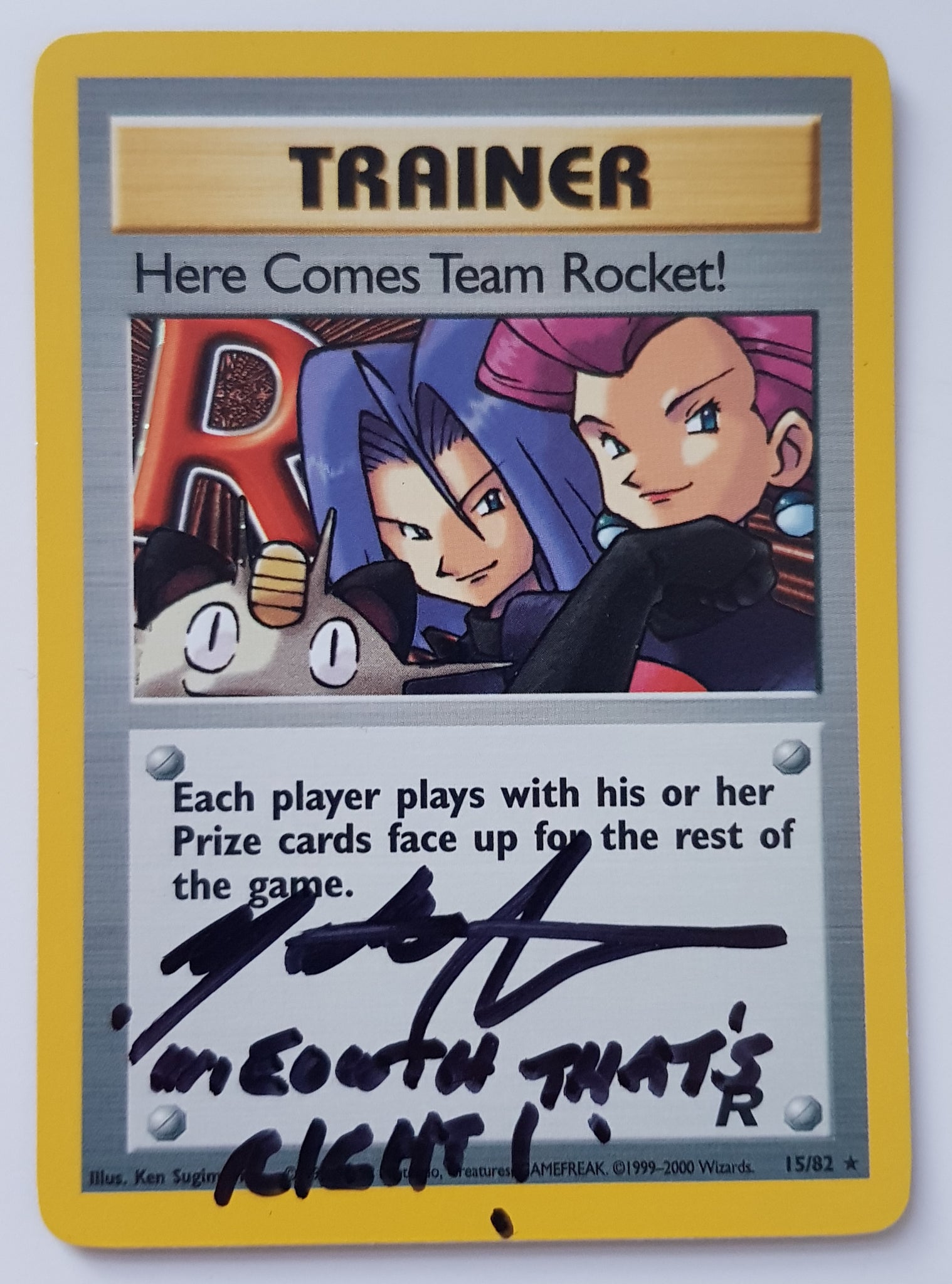 Pokemon Team Rocket Here Comes Team Rocket! #15/82 Holo Rare Trading Card (Signed by Matthew Sussman)