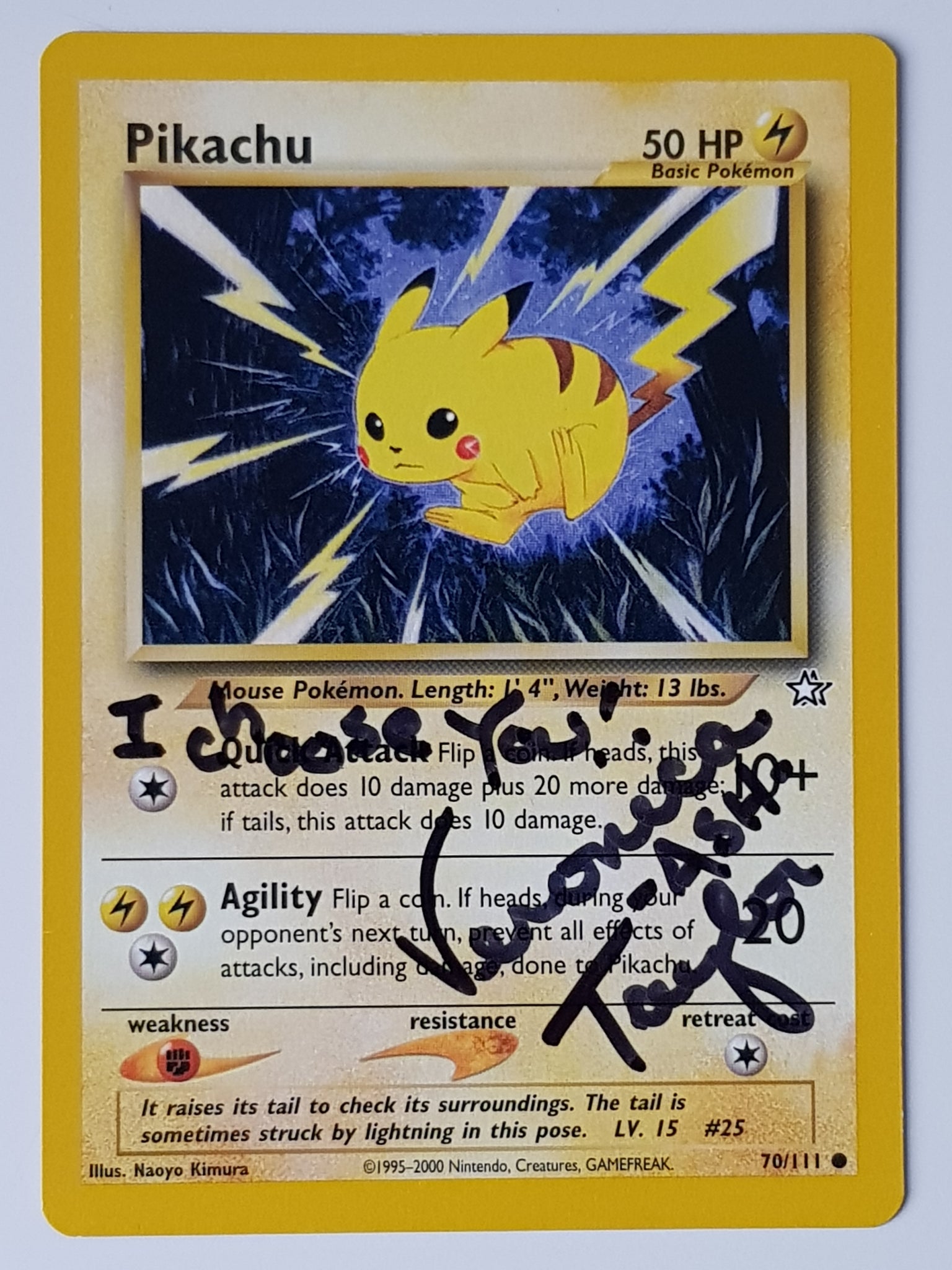Pokemon Neo Genesis Pikachu #70/111 Trading Card (Signed by Veronica T Rotterdam Comics Pokemon Neo Genesis Pikachu #70/111 Trading Card (Signed by Veronica T Rotterdam Comics