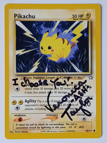 Pokemon Neo Genesis Pikachu #70/111 Trading Card (Signed by Veronica Taylor)