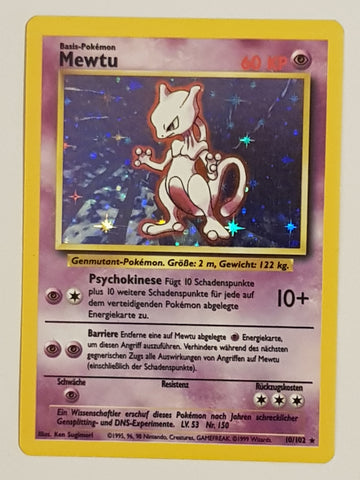 Pokemon German Base Mewtu (Mewtwo) #10/102 Holo Trading Card