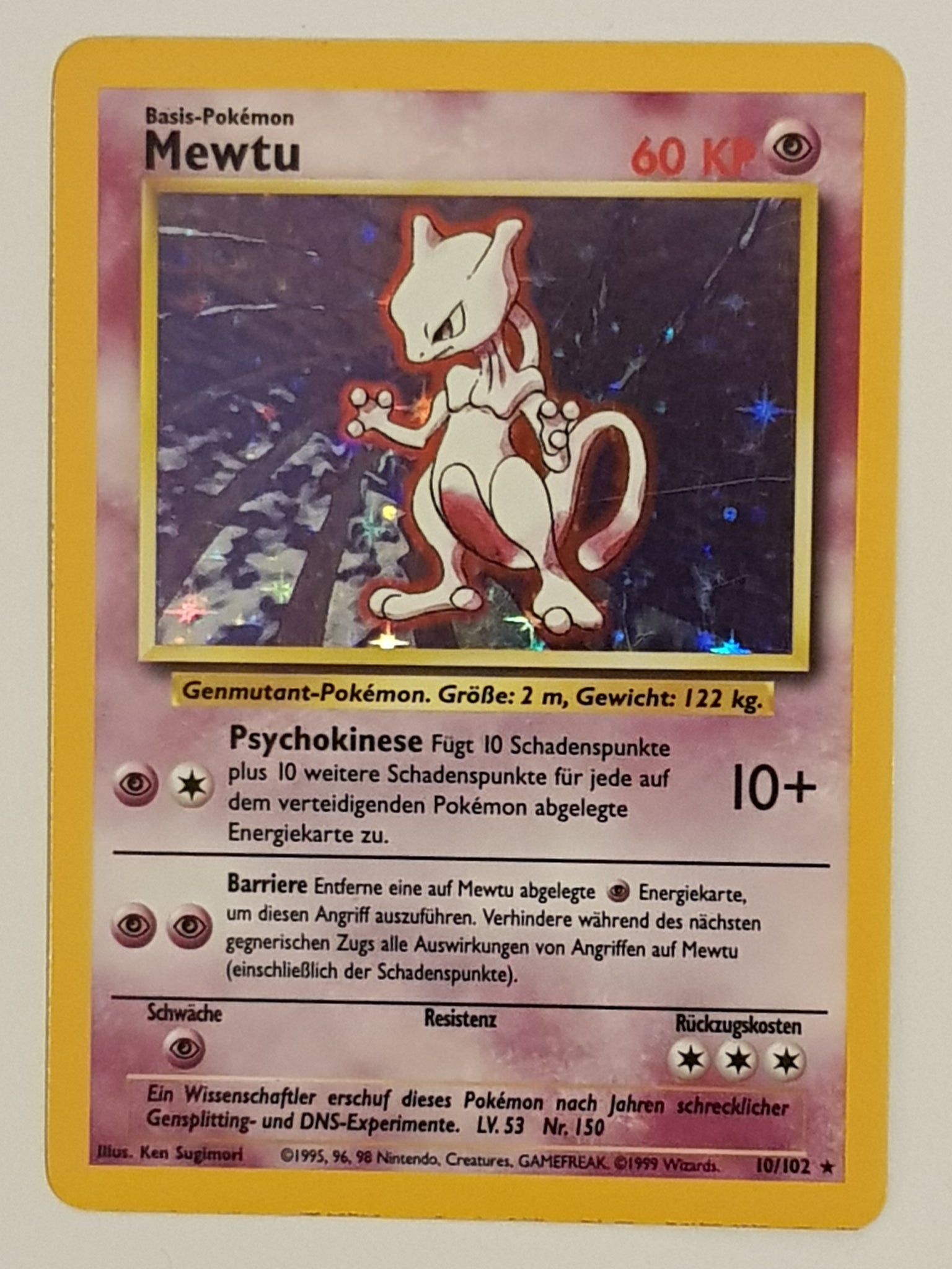 Pokemon German Base Mewtu (Mewtwo) #10/102 Holo Trading Card Rotterdam Comics Pokemon German Base Mewtu (Mewtwo) #10/102 Holo Trading Card Rotterdam Comics