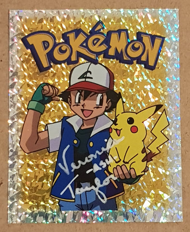 1999 Merlin Pokemon Ash and Pikachu #S29 Foil Sticker (Signed by Veronica Taylor)